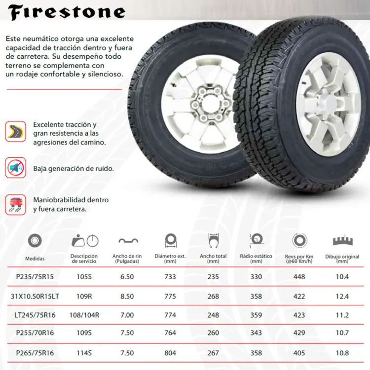 Caucho 245/75R16 Firestone Destination LT LN AT - Vista 3