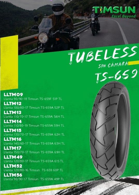 Caucho para Moto Timsun 3.60R18 TS-659A R 4PR TL Dual Sport - Vista 2