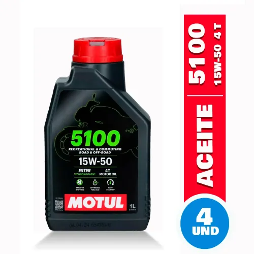 Aceite 15W50 Semisintético Moto Motul 5100 4T 1lt 4unds