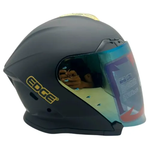Casco Semi Integral Edge Phoenix Sólido Doble Visor Dorado Iridium