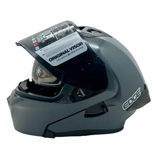 Casco Modular Edge Pulse Sólido Doble Visor Oscuro Letras Blancas
