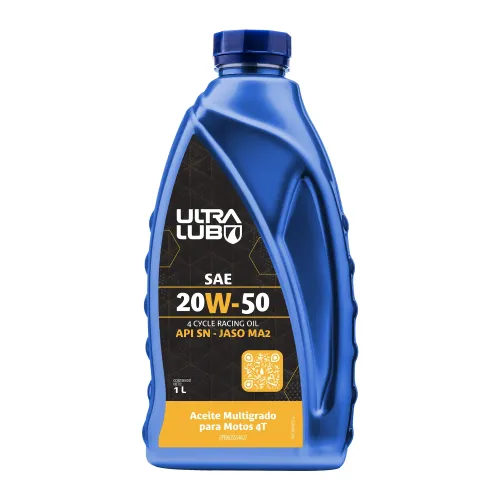 Aceite 20W50 Multigrado para Motos Ultralub 4T SAE API SN JASO MA2 1L