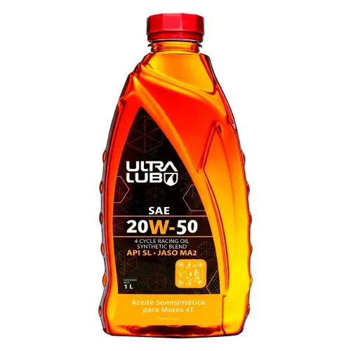 Aceite 20W50 Semisintético para Moto Ultralub 4T SAE API SL JASO MA2 1lt