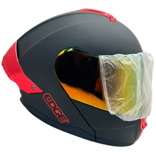 Casco Modular Edge Rocket Sólido Doble Visor Spoiler Rojo