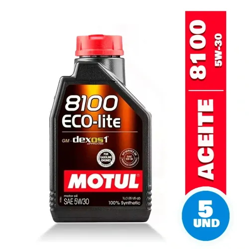 Aceite 5W30 Motor Sintético Motul Eco Lite 8100  1lt 5unds