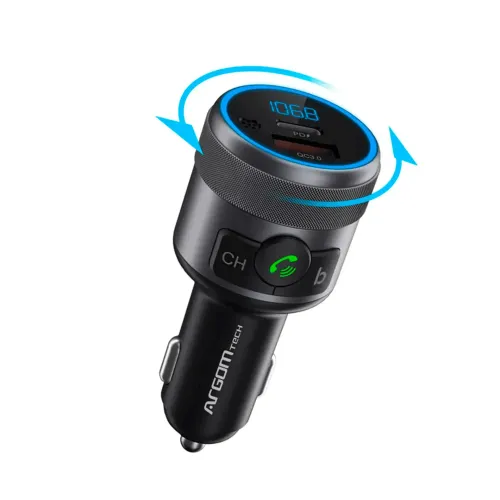 Cargador para Vehiculo Argomtech Bluetooth Manos Libres para Llamadas y Música con Carga Rápida