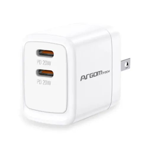 Cargador Dual Rápido Tipo C Para Pared Argomtech 40W