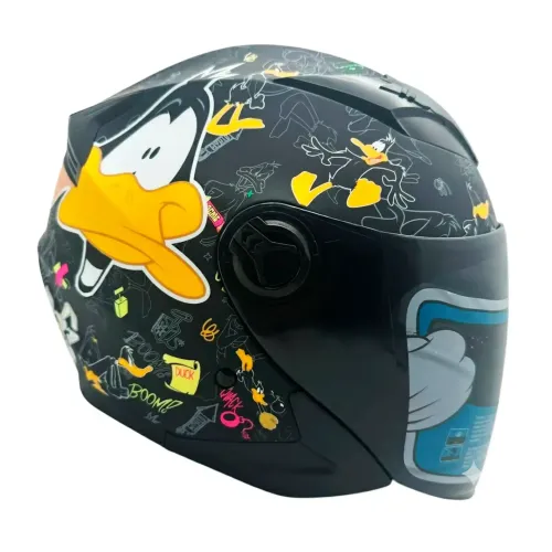 Casco Semi Integral Edge Jaguar Lonney Tunes Pato Lucas Doble Visor Oscuro