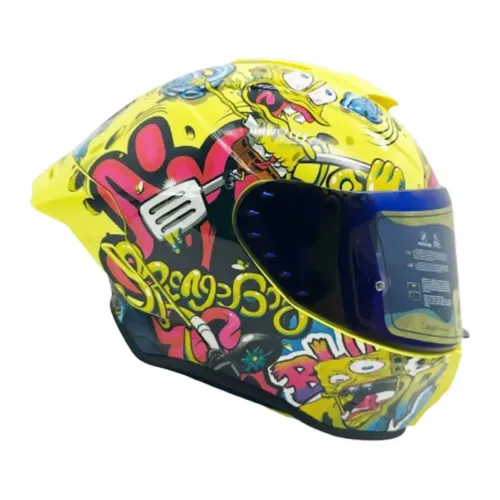 Casco Integral Edge Shangai Bob Esponja Visor Azul Tornasol