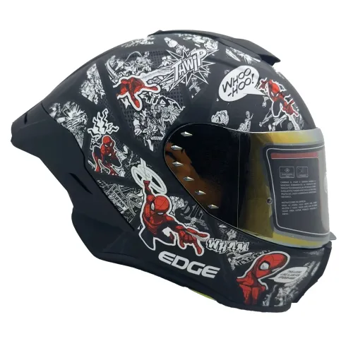 Casco Integral Edge Shangai Spider Man Visor Rojo Tornasol