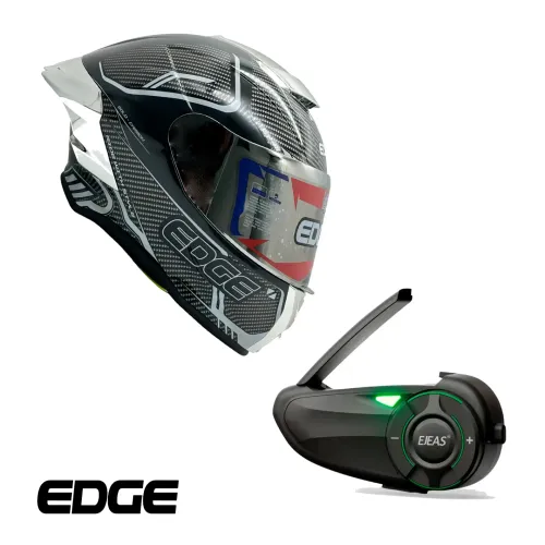 Casco Integral Shangai Goldex Visor Litmus Silver Plateado Brillante L + Intercomunicador para Casco Moto Bluetooh 5G 1Km 950mah
